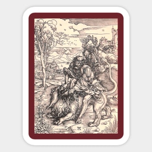 Samson Slays the Lion by Albrecht Durer Sticker